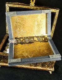 Image 6 of Super Shiny Calaveras Shrine Magnetic Palette Rhinestoned Holographic Glitter Handmade Paper Gold...