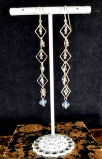 Image 1 of Ice Queen Aurora Borealis Coated Swarovski Sterling Silver Square Chain Crystal Dancing Queen Fan...