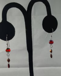 Image 2 of Little Rainbow Finished Red Crystals w Venetian Glass Pips and Drops, with Sterling Twisted Rings...