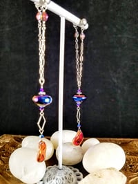 Image 1 of Aurora Borealis Fiery Glass Petals Handcut Flame Coated Crystal Drops Swarovski Dancing Queen Ste...