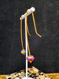 Image 4 of Smash It Pretty Firey Aurora Borealis Coated Beads Long Elf Ear Handmade Gauged Bronze Wire Hook ...