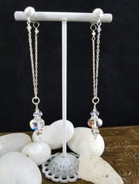 Image 1 of Inner Aurora Crystal Glass Drops and Swarovski Crystal Dancing Queen Thai Hilltribe Sterling Chai...