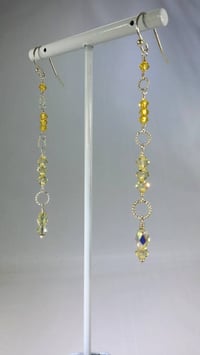Image 4 of Dancing Queen Fabulous Amber to Sunlight Ombre Swarovski Crystal Sterling Silver Twirl Rings Long...