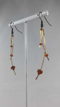Image 6 of Amber Crystal and Glass Beads on Hammered Bronze Feathers Steampunk Feather Vegan Alternative Bro...
