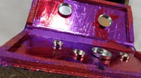 Image 6 of Aurora Borealis Rhinestoned Violet Calaveras Skulls Purple Self Care Shrine Handmade Magnetic Mak...