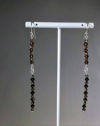 Image 3 of Dancing Queen Fabulous Chocolate and Montana Blue Sterling Silver Twisted Rings Long Dangle and D...