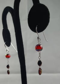 Image 3 of Little Rainbow Finished Red Crystals w Venetian Glass Pips and Drops, with Sterling Twisted Rings...