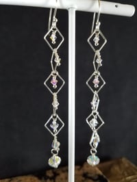 Image 2 of Ice Queen Aurora Borealis Coated Swarovski Sterling Silver Square Chain Crystal Dancing Queen Fan...