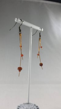 Image 7 of Amber Crystal and Glass Beads on Hammered Bronze Feathers Steampunk Feather Vegan Alternative Bro...