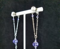 Image 5 of Tanzanite Blue Crystal Drops Handcut Czech and Swarovski Crystals Dancing Queen Sterling Silver C...