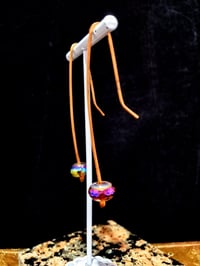 Image 5 of Smash It Pretty Firey Aurora Borealis Coated Beads Long Elf Ear Handmade Gauged Bronze Wire Hook ...