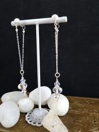 Image 2 of Inner Aurora Crystal Glass Drops and Swarovski Crystal Dancing Queen Thai Hilltribe Sterling Chai...