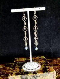 Image 3 of Ice Queen Aurora Borealis Coated Swarovski Sterling Silver Square Chain Crystal Dancing Queen Fan...