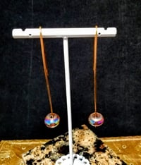 Image 6 of Smash It Pretty Firey Aurora Borealis Coated Beads Long Elf Ear Handmade Gauged Bronze Wire Hook ...