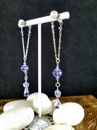 Image 6 of Tanzanite Blue Crystal Drops Handcut Czech and Swarovski Crystals Dancing Queen Sterling Silver C...