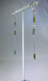 Image 1 of Spring Green Aurora Borealis Coated Peridot Swarovski and Sterling Silver Crystal Dancing Queen F...