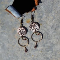 Image 4 of Lucky Coins, Bronze Rings, and Red Picasso Tear Drops Bronze Hook Dangling Fantasy Tribal Dance E...