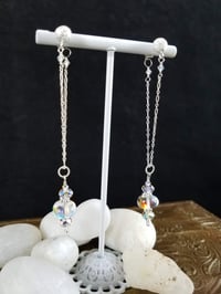 Image 4 of Inner Aurora Crystal Glass Drops and Swarovski Crystal Dancing Queen Thai Hilltribe Sterling Chai...