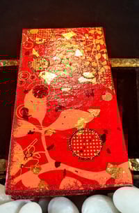 Image 6 of Red Gold Orange Abstract Shrine Magnetic Palette Rhinestoned Holographic Glitter Handmade Paper G...