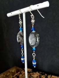 Image 2 of Lustrous Labradorite and Sapphire Blue Swarovski Crystals with Silver Accents on Sterling Silver ...
