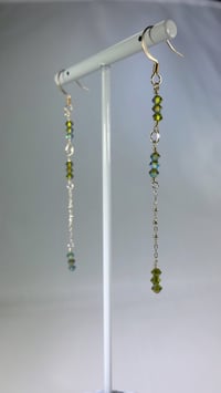 Image 2 of Spring Green Aurora Borealis Coated Peridot Swarovski and Sterling Silver Crystal Dancing Queen F...