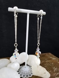 Image 5 of Inner Aurora Crystal Glass Drops and Swarovski Crystal Dancing Queen Thai Hilltribe Sterling Chai...