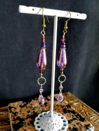 Image 4 of Glorious Purple Lavender Rainbow Aurora Borealis Crystals Picasso Coated Crystal Drops Bronze Acc...