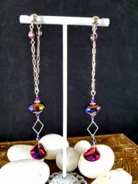 Image 5 of Aurora Borealis Fiery Glass Petals Handcut Flame Coated Crystal Drops Swarovski Dancing Queen Ste...