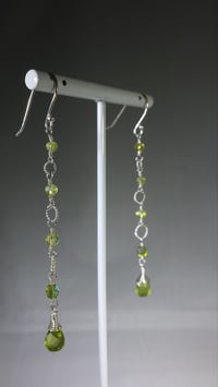 Image 5 of Spring Green Peridot Swarovski and Sterling Silver Czech Crystal Dancing Queen Fantasy Long Dangl...
