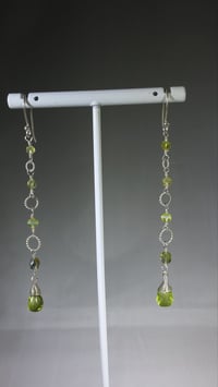 Image 6 of Spring Green Peridot Swarovski and Sterling Silver Czech Crystal Dancing Queen Fantasy Long Dangl...