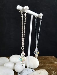 Image 7 of Inner Aurora Crystal Glass Drops and Swarovski Crystal Dancing Queen Thai Hilltribe Sterling Chai...
