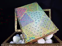 Image 1 of Indian Fabric Batik Designs Hand Painted Artisan Paper Rhinestoned Holo Glitter Handmade Magnetic...
