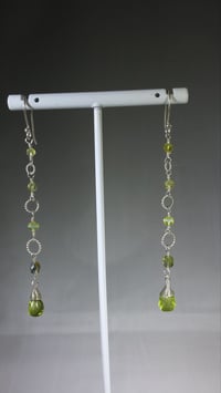 Image 7 of Spring Green Peridot Swarovski and Sterling Silver Czech Crystal Dancing Queen Fantasy Long Dangl...