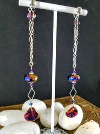 Image 7 of Aurora Borealis Fiery Glass Petals Handcut Flame Coated Crystal Drops Swarovski Dancing Queen Ste...