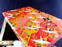 Image 2 of Dramatic Japanese Cranes Flags and Fabric Designs Red Gold and Black Flowers Holo Glitter Handmad...