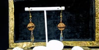 Image 1 of Bronze Coated Crystal Pumpkin Beads Picasso Petals and Bronze Hook and Accent Earrings
