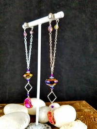 Image 8 of Aurora Borealis Fiery Glass Petals Handcut Flame Coated Crystal Drops Swarovski Dancing Queen Ste...