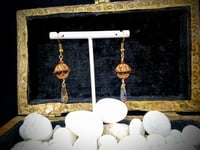 Image 2 of Bronze Coated Crystal Pumpkin Beads Picasso Petals and Bronze Hook and Accent Earrings