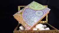 Image 4 of Indian Flower Mandala Designs Hand Painted Artisan Paper Rhinestoned Holo Glitter Handmade Magnet...