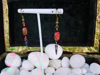 Image 3 of Little Red Picasso Finish Beads and Blades Fantasy Bronze Hook Earrings with Swarovski Crystal Ac...