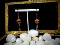 Image 3 of Bronze Coated Crystal Pumpkin Beads Picasso Petals and Bronze Hook and Accent Earrings