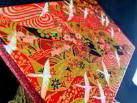Image 4 of Dramatic Japanese Cranes Flags and Fabric Designs Red Gold and Black Flowers Holo Glitter Handmad...