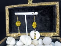Image 5 of Spring Green Flowers Picasso Coated Drops Bronze Rings and Olivine Swarovski Delightful Fantasy B...