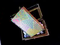 Image 6 of Indian Fabric Batik Designs Hand Painted Artisan Paper Rhinestoned Holo Glitter Handmade Magnetic...