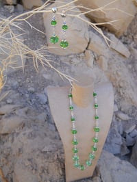 Image 2 of Inspired by the Tudors Elizabethan Steampunk Necklace and Earrings in Peridot...