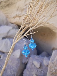Image 2 of Inspired by the Tudors Desert Turquoise Blue Crystal Czech and Swarovski Bead Necklace and Ear...