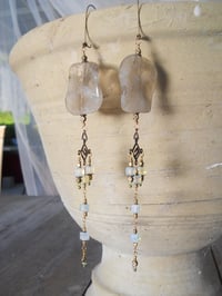 Image 1 of Tribal Queen Art Pop Super Extra Long Shoulder Duster Labradorite Swarovski Manmade Moonstone and...