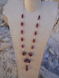 Image 1 of Inspired by the Tudors Velvety Red Necklace Earrings Set Renaissance Courtly Wear Fine Handmade O...