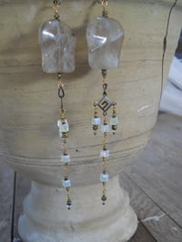 Image 2 of Tribal Queen Art Pop Super Extra Long Shoulder Duster Labradorite Swarovski Manmade Moonstone and...