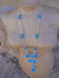 Image 3 of Inspired by the Tudors Desert Turquoise Blue Crystal Czech and Swarovski Bead Necklace and Ear...
